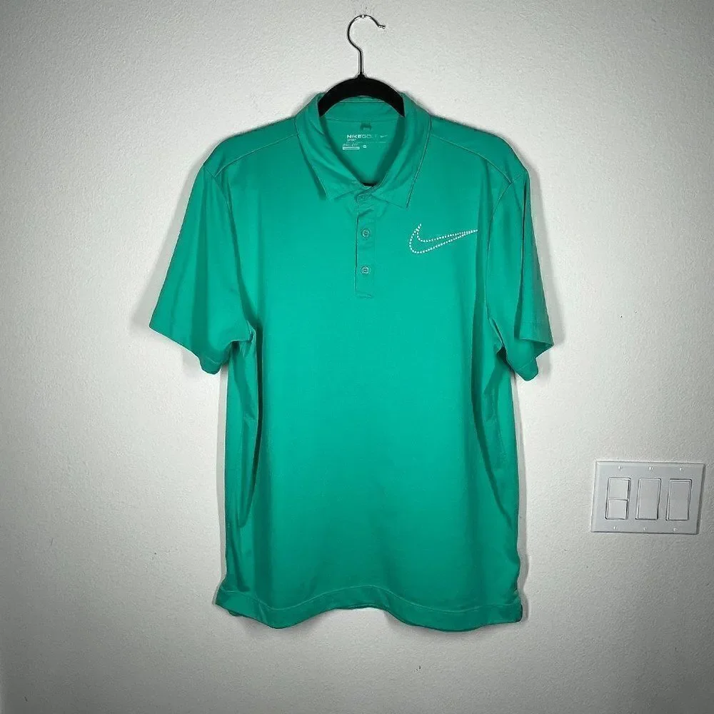 Nike Golf Polo Green Shirt Dri-Fit Performance Mens Size Large
